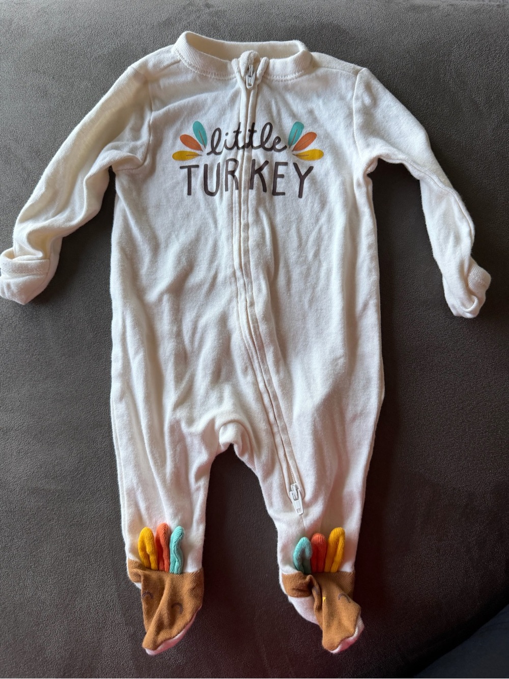 Old navy Cream 'Little Turkey' One-Piece Footed Sleeper